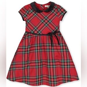 Hope & Henry Girls' Short Sleeve Special Occasion Holiday Red Tartan Dress 3-6M